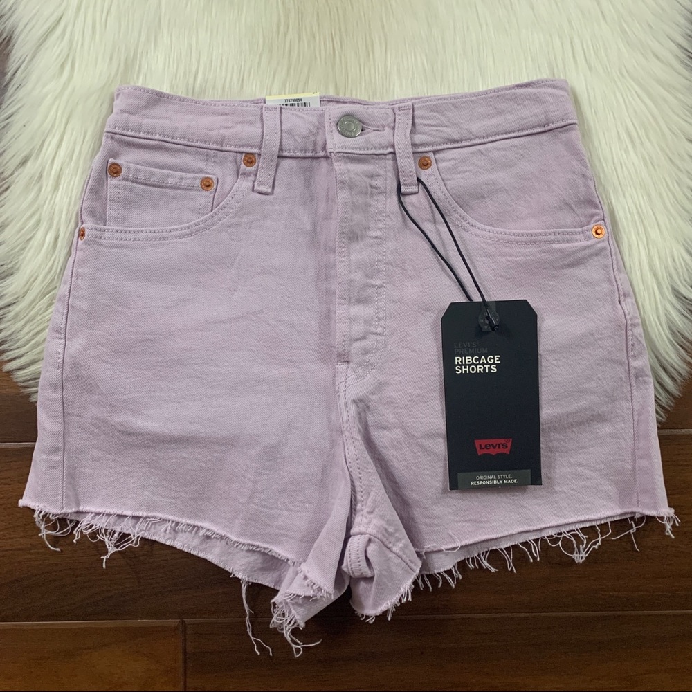 Levi’s Size 26 Lavender Purple Ribcage High Rise Denim Jean Shorts